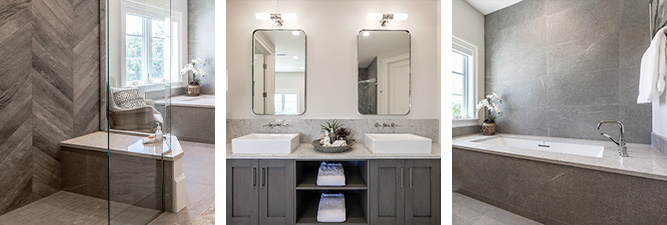 Gallery of high-end bathroom remodels with white and grey accents by William Ohs in Denver