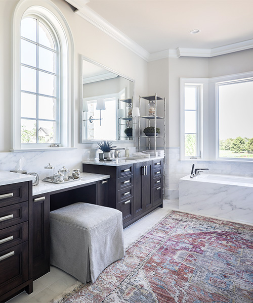 Dark wood custom bathroom cabinets created by William Ohs in Denver