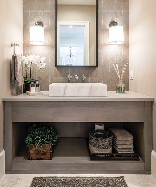 Modern custom bathroom cabinets by William Ohs in Denver