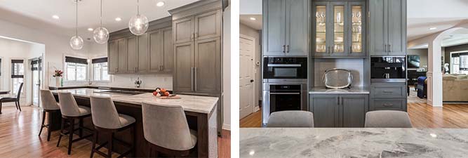 two images of kitchen cabinets