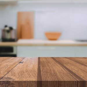 Wood kitchen counters.