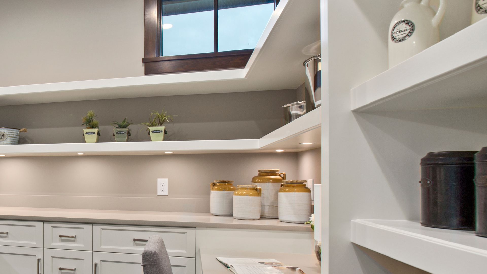 kitchen pantry with lighting