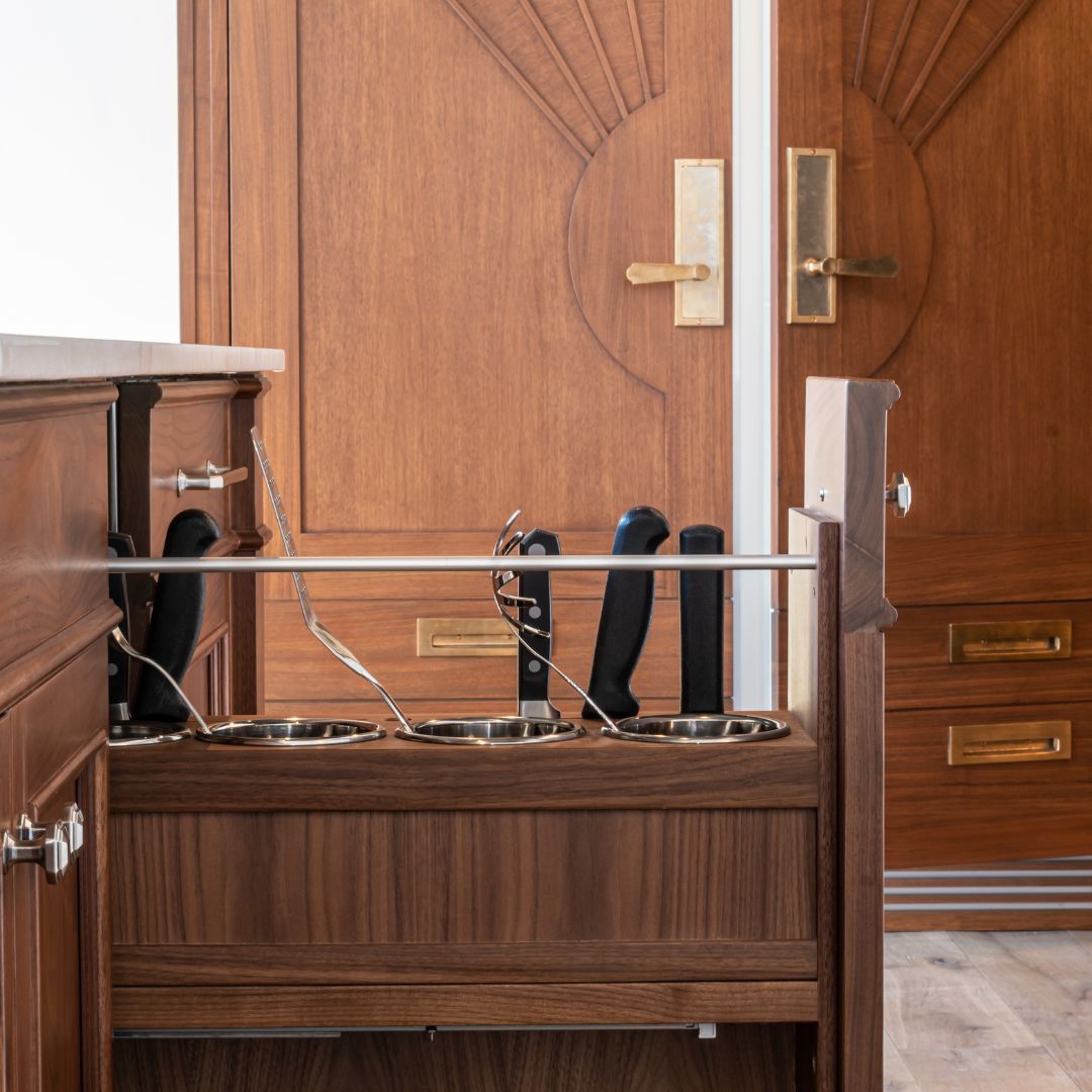 a built in kitchen utensil organizer